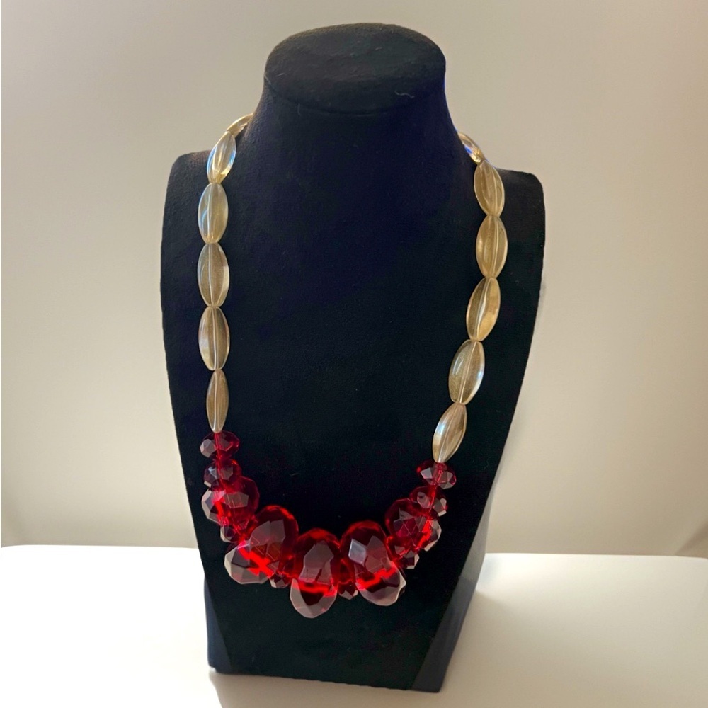 Coldwater Creek Red and Gold Statement Necklace